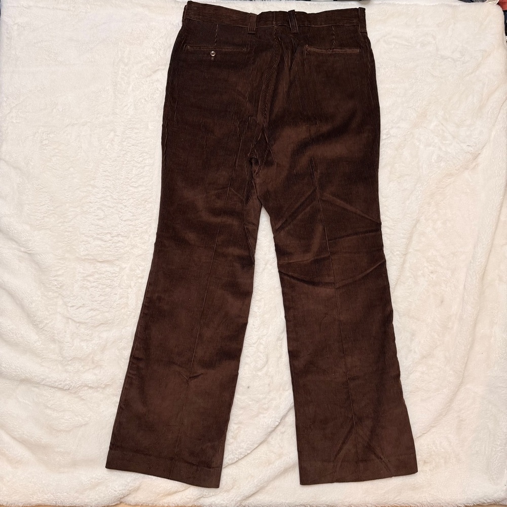 Vintage 1970s Brown Corduroy Pants Straight Leg Scovill Zipper Size 34x30 - Picture 4 of 14